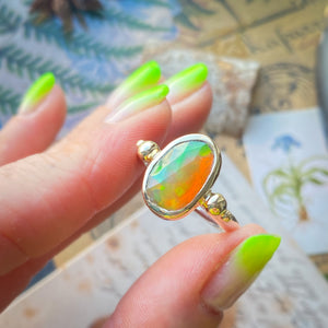 Ethiopian Opal 14k Yellow Gold & Sterling Silver Ring 7-8US - MANARI.eu