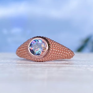 Nubia Round Garden Blue Topaz Rose Gold Ring Size 7.25US - MANARI.eu