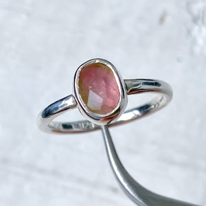 Watermelon Tourmaline Sterling Silver Ring Size 5-6US - MANARI.eu