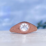 Nubia Round White Topaz Rose Gold Ring Size 7.25US - MANARI.eu
