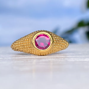 Nubia Round Rhodolite Yellow Gold Ring Size 7.25US - MANARI.eu