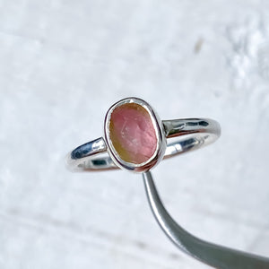 Watermelon Tourmaline Sterling Silver Ring Size 5-6US - MANARI.eu