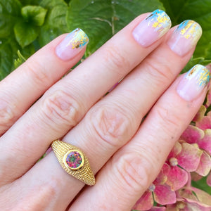 Nubia Round Mystic Topaz Yellow Gold Ring Size 7US - MANARI.eu