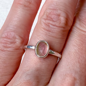 Watermelon Tourmaline Sterling Silver Ring Size 5-6US - MANARI.eu