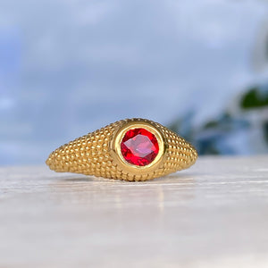 Nubia Round Red Topaz Yellow Gold Ring Size 7.5US - MANARI.eu
