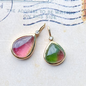 Watermelon Tourmaline & Diamond Pendant 14k Yellow Gold Pendant Only - MANARI.eu