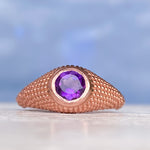 Nubia Round Purple Amethyst Rose Gold Ring Size 7.25US - MANARI.eu