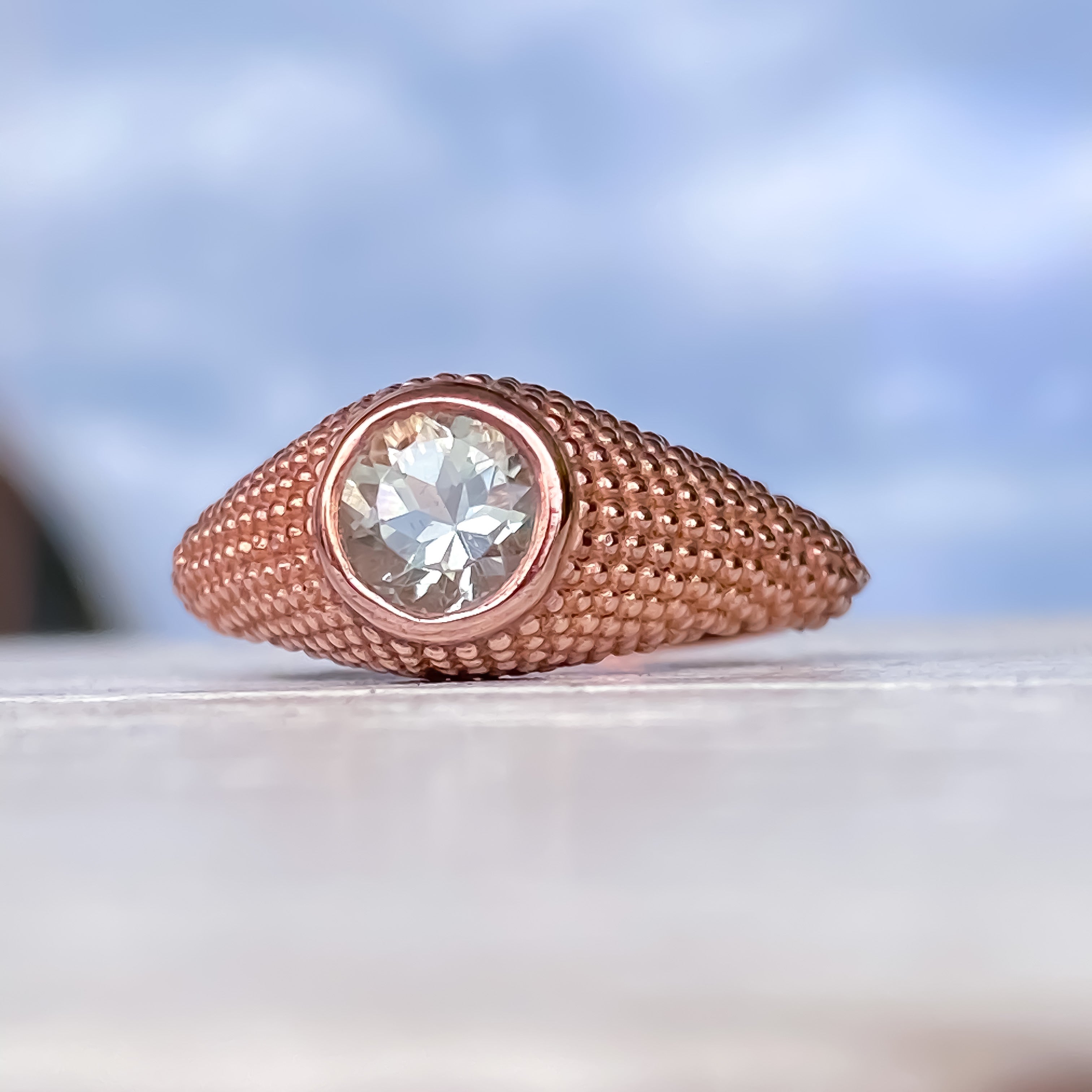 Nubia Round Green Amethyst Rose Gold Ring Size 7US - MANARI.eu