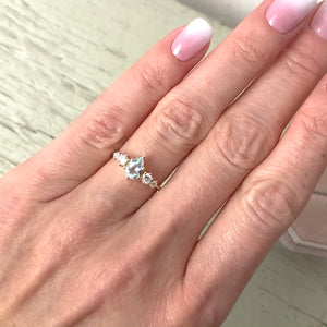 Betty Aquamarine Diamond/Mossanite Ring - MANARI.eu