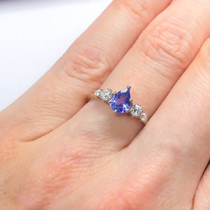 Betty Pear Tanzanite Diamond/Mossanite Ring - MANARI.eu
