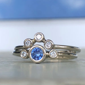 Blue Sapphire and Diamond Wedding Set 14k Gold - MANARI.eu