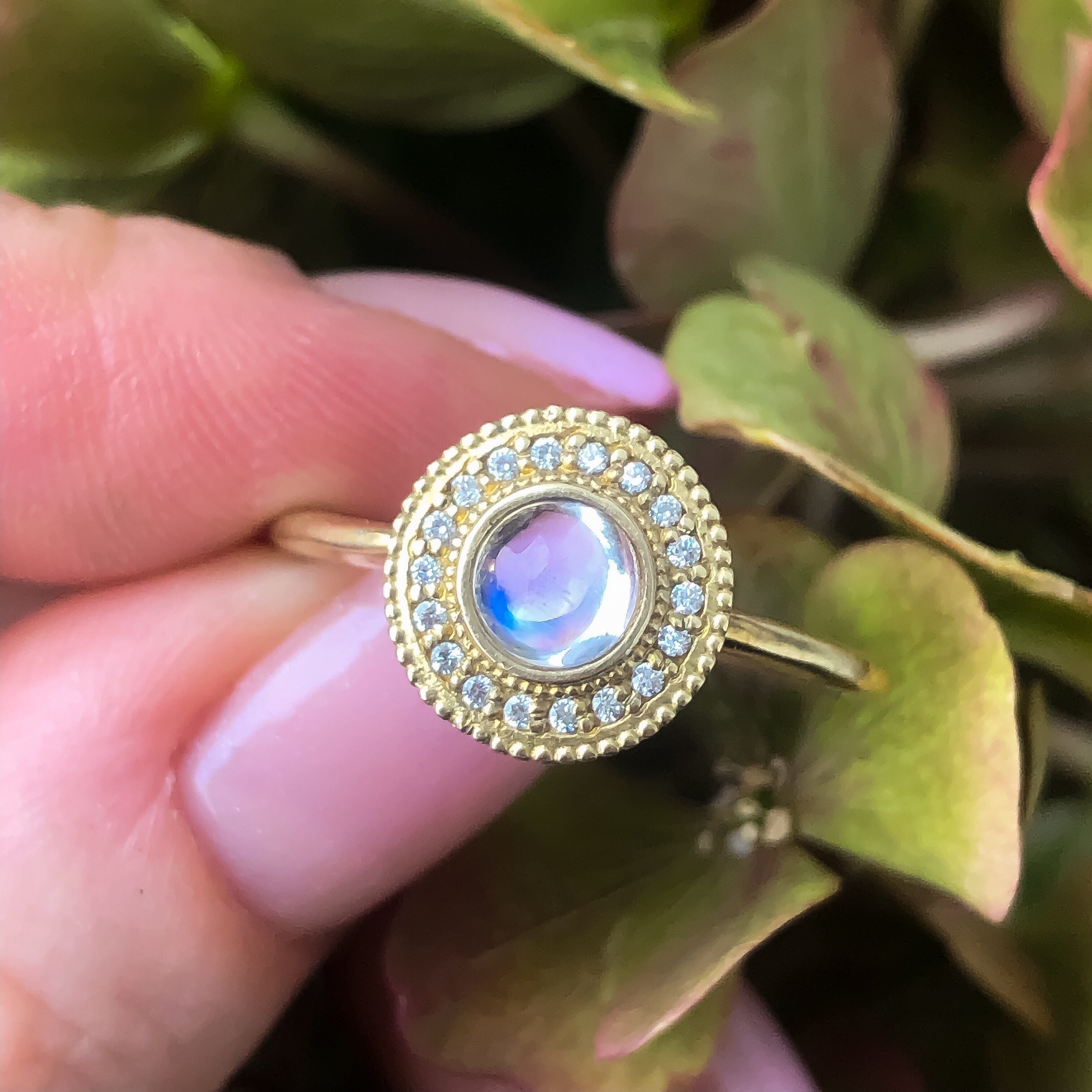 Malika Moonstone Cabochon Diamond Ring - MANARI.eu