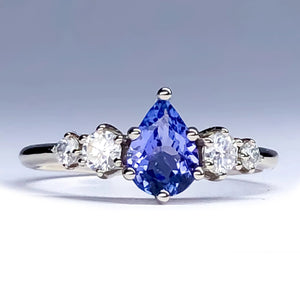 Betty Pear Tanzanite Diamond/Mossanite Ring - MANARI.eu
