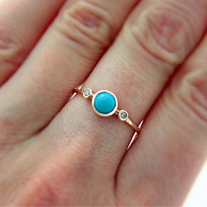 Turquoise and Diamond 14k Gold Ring - MANARI.eu