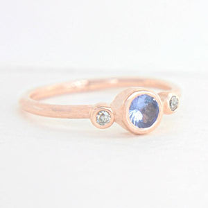Tanzanite and Diamond Wedding Set 14k Gold Triple Ring Set - MANARI.eu