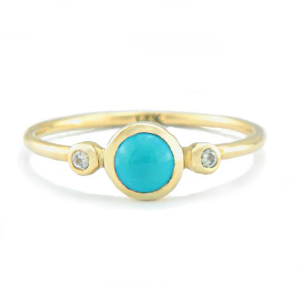 Turquoise and Diamond 14k Gold Ring - MANARI.eu
