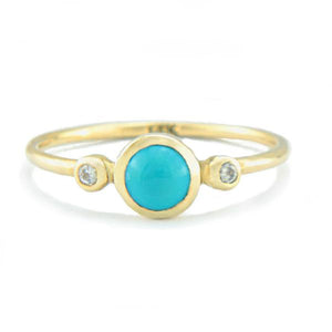 Turquoise and Diamond 14k Gold Ring - MANARI.eu