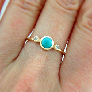 Turquoise and Diamond 14k Gold Ring - MANARI.eu